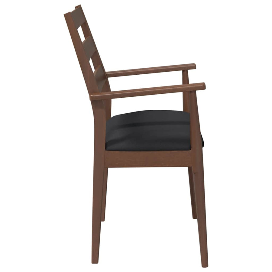 Eetkamerstoelen met kussens 2 stuks bruin massief hout rubber
