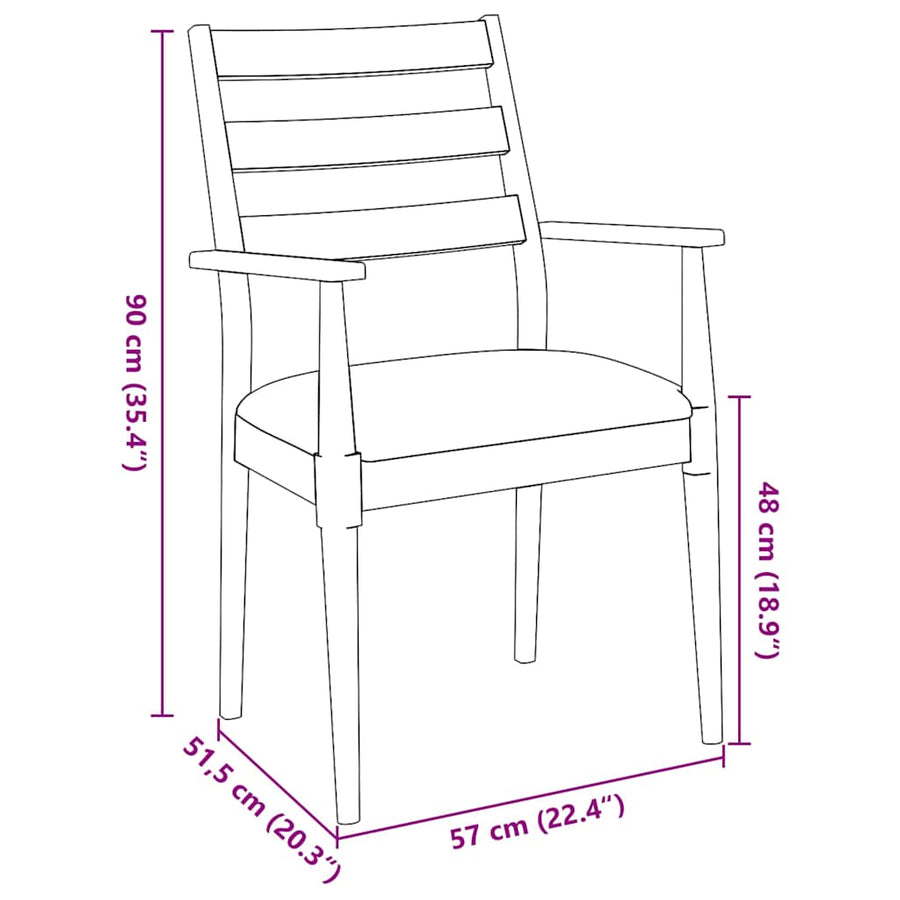 Eetkamerstoelen met kussens 2 stuks bruin massief hout rubber