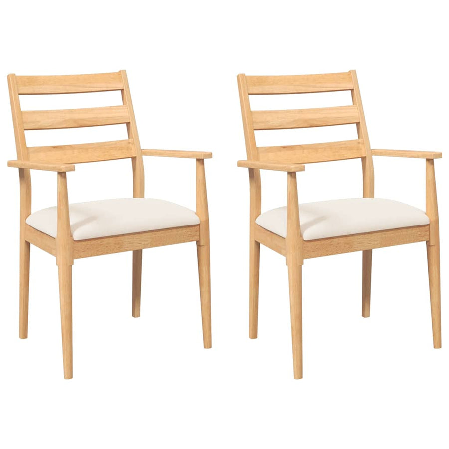 Eetkamerstoelen met kussens 2 stuks massief hout rubber