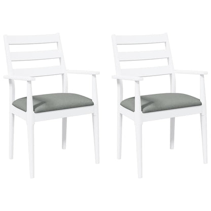 Eetkamerstoelen met kussens 2 stuks wit massief hout rubber