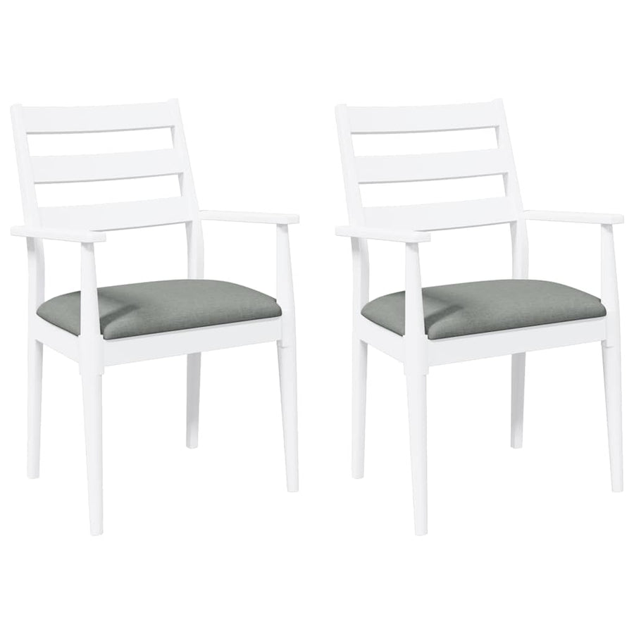 Eetkamerstoelen met kussens 2 stuks wit massief hout rubber