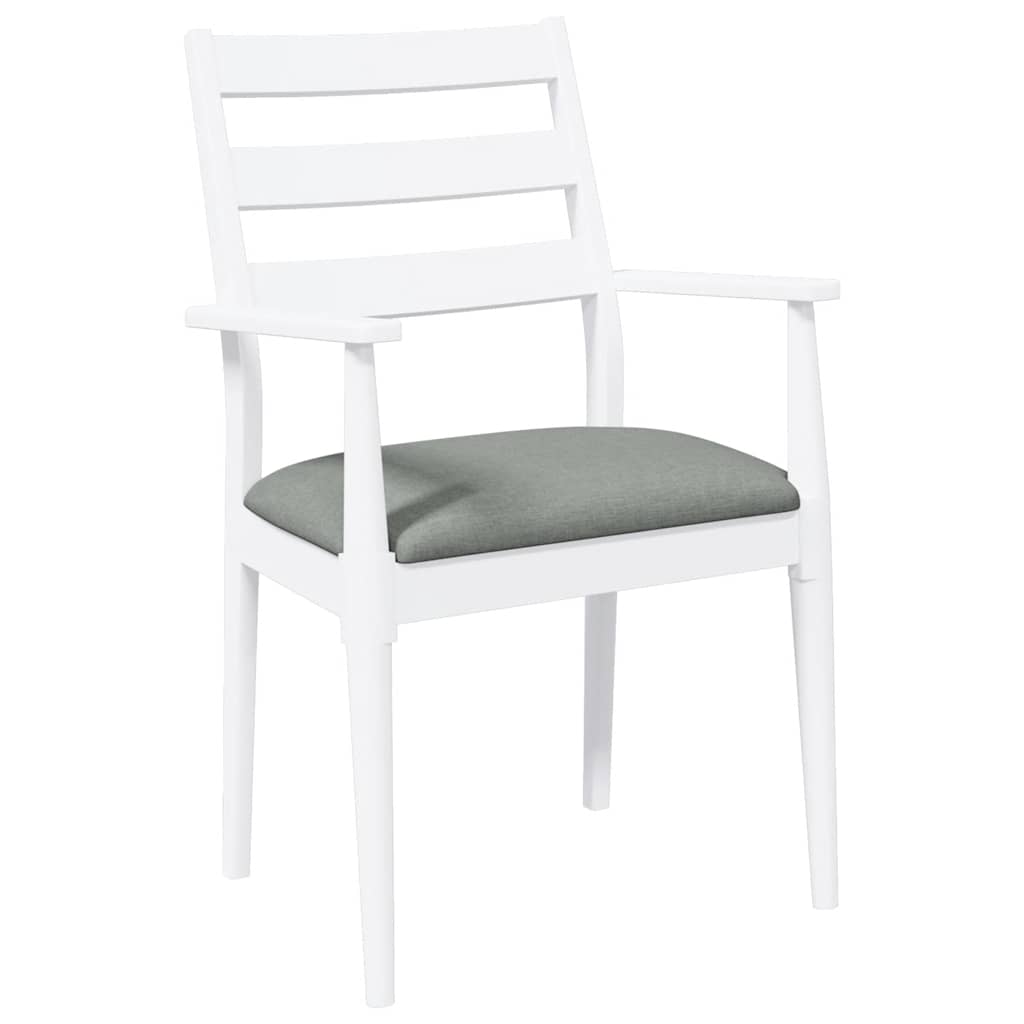 Eetkamerstoelen met kussens 2 stuks wit massief hout rubber