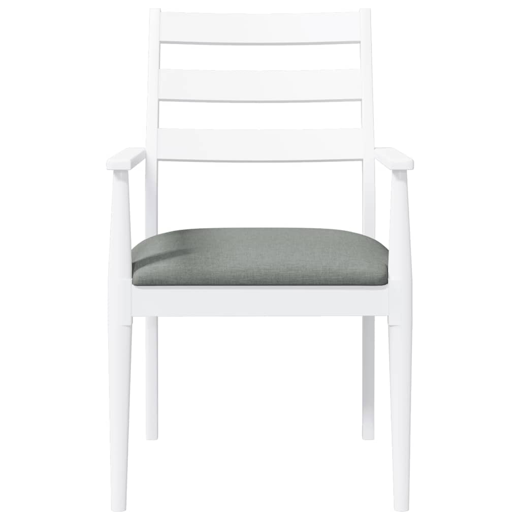 Eetkamerstoelen met kussens 2 stuks wit massief hout rubber