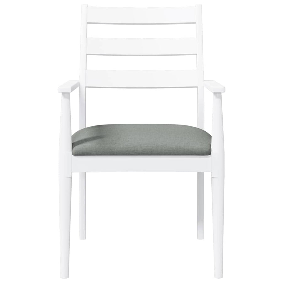 Eetkamerstoelen met kussens 2 stuks wit massief hout rubber