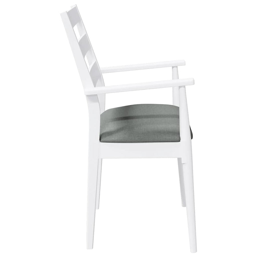 Eetkamerstoelen met kussens 2 stuks wit massief hout rubber