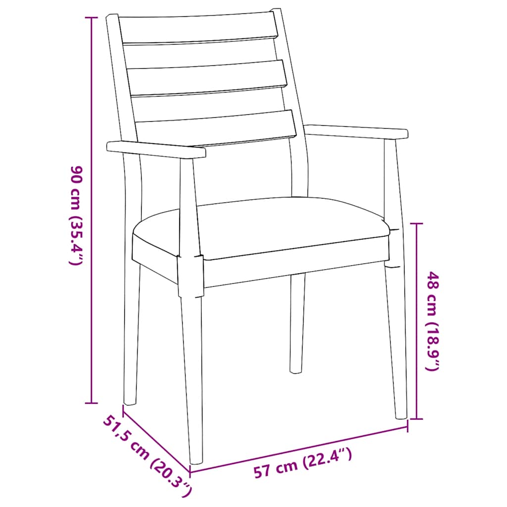 Eetkamerstoelen met kussens 2 stuks wit massief hout rubber