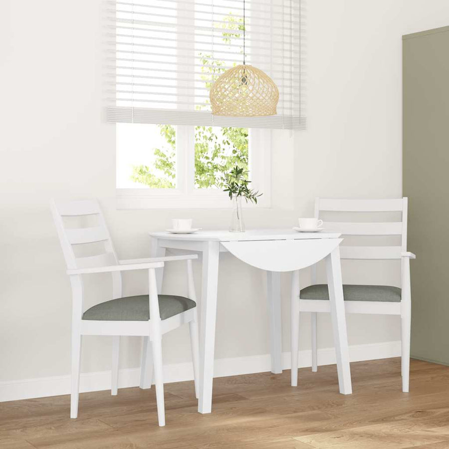 Eetkamerstoelen met kussens 2 stuks wit massief hout rubber