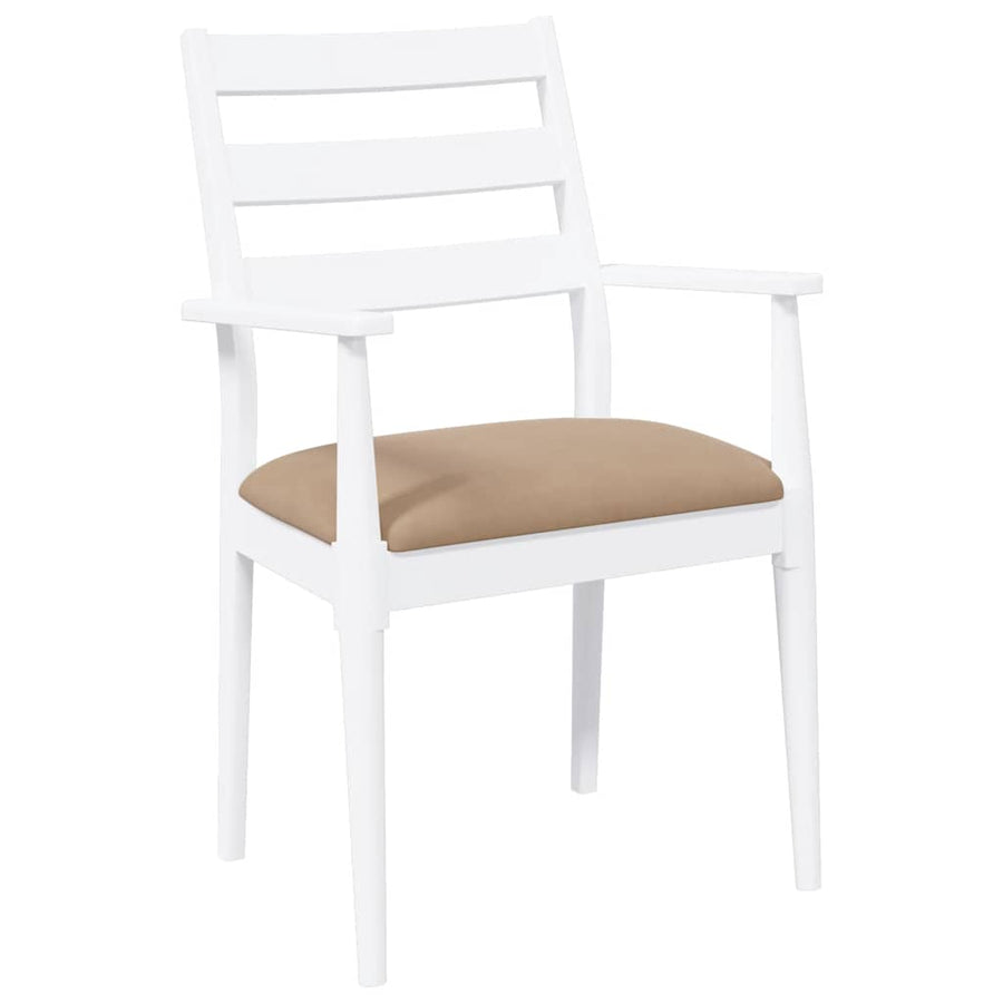 Eetkamerstoelen met kussens 2 stuks wit massief hout rubber
