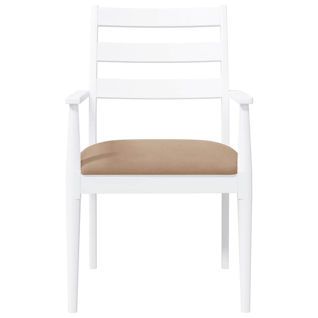 Eetkamerstoelen met kussens 2 stuks wit massief hout rubber
