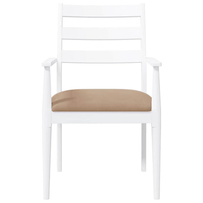 Eetkamerstoelen met kussens 2 stuks wit massief hout rubber