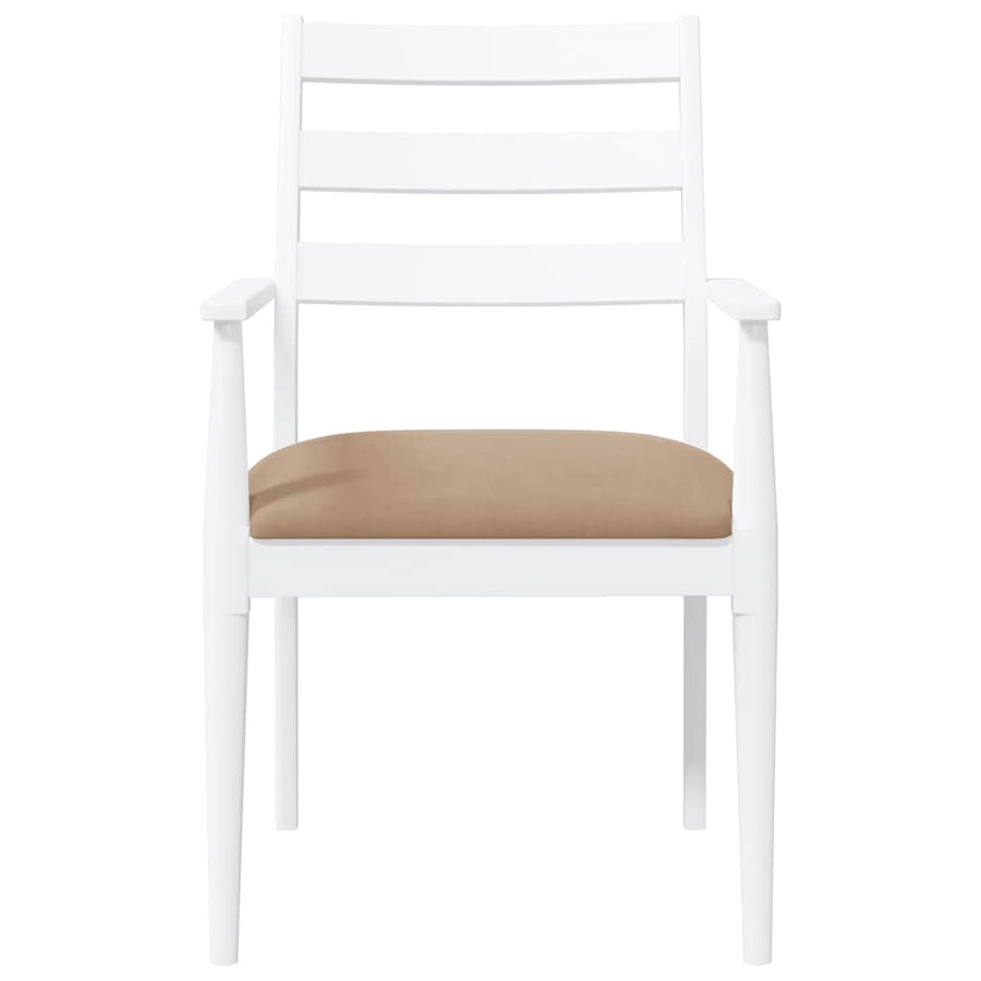 Eetkamerstoelen met kussens 2 stuks wit massief hout rubber