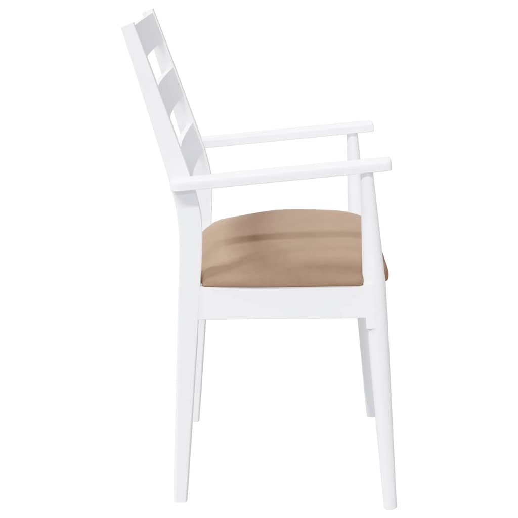 Eetkamerstoelen met kussens 2 stuks wit massief hout rubber