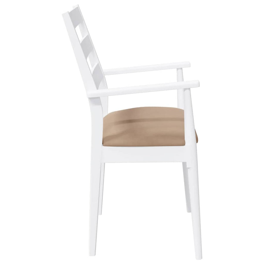 Eetkamerstoelen met kussens 2 stuks wit massief hout rubber