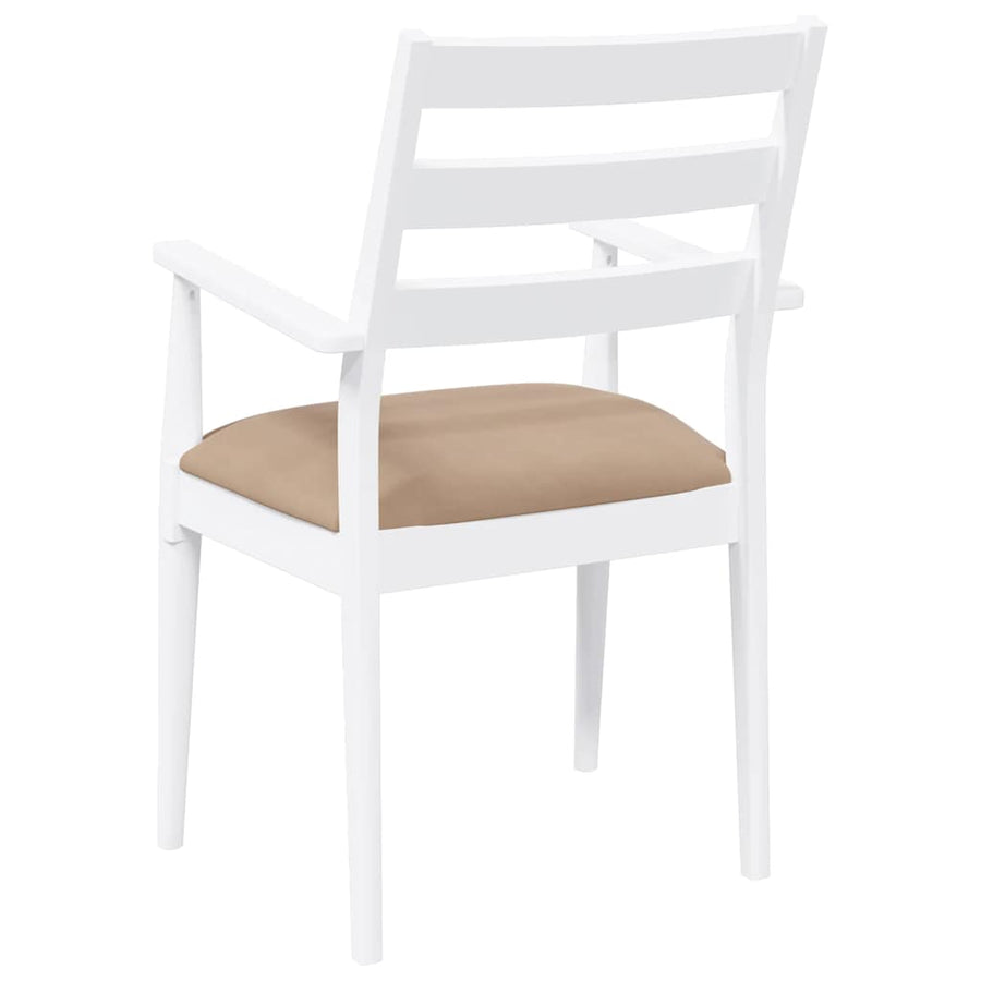 Eetkamerstoelen met kussens 2 stuks wit massief hout rubber