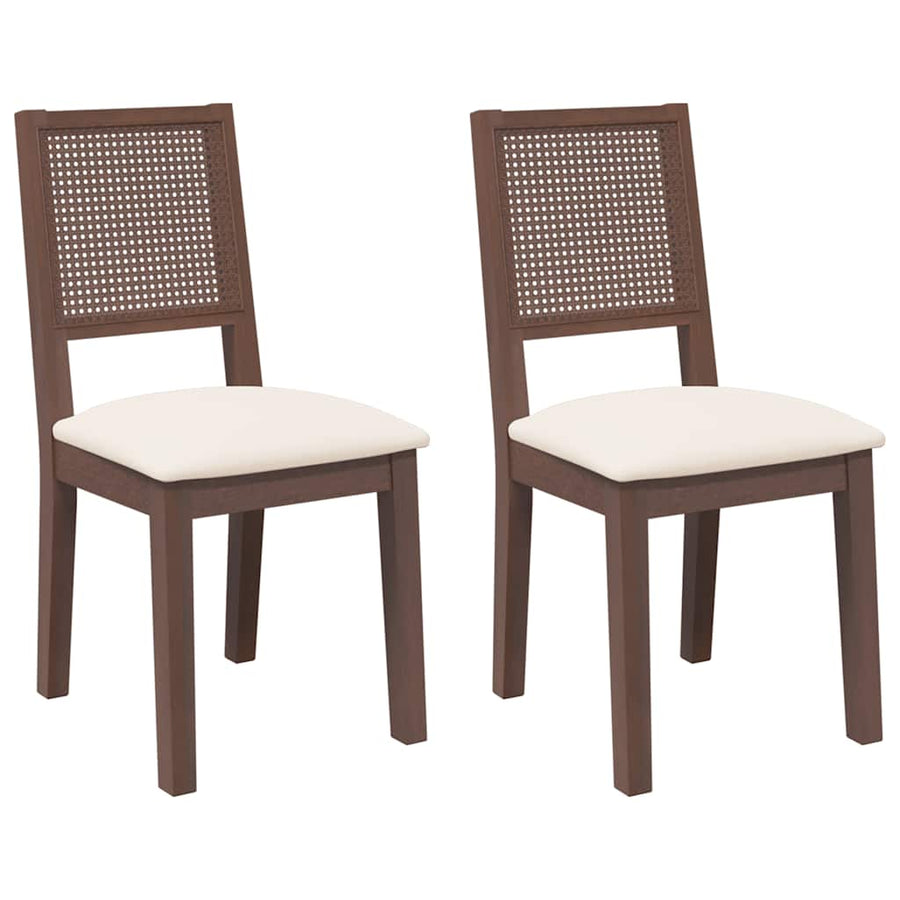 Eetkamerstoelen Met Kussens 2 St Massief Hout Rubber Bruin en licht