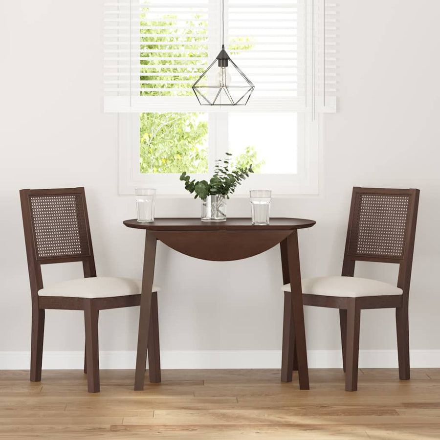 Eetkamerstoelen Met Kussens 2 St Massief Hout Rubber Bruin en licht