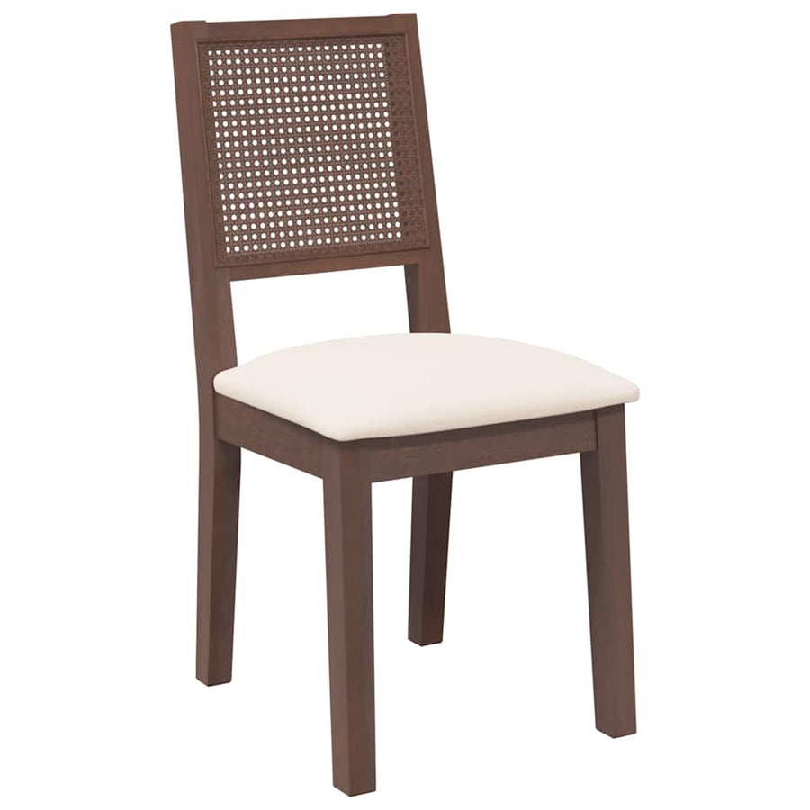 Eetkamerstoelen Met Kussens 2 St Massief Hout Rubber Bruin en licht