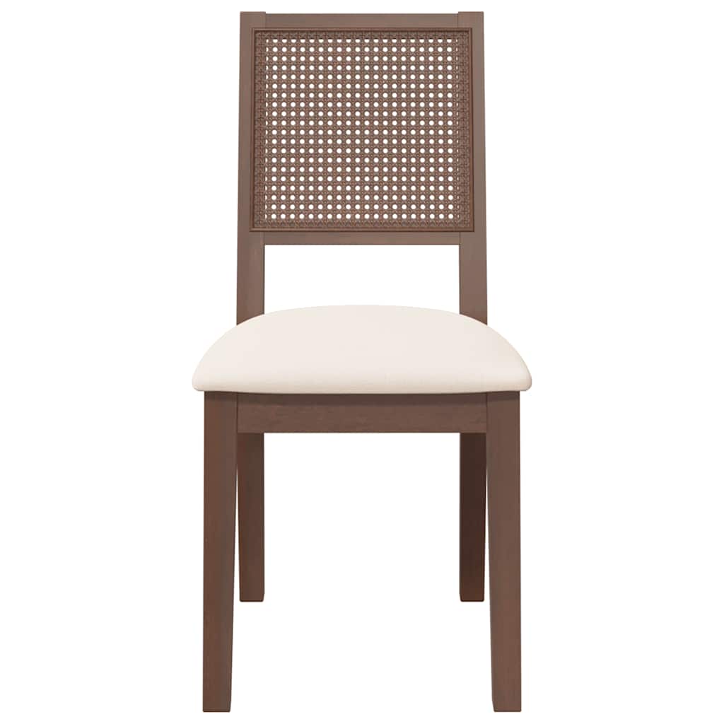 Eetkamerstoelen Met Kussens 2 St Massief Hout Rubber Bruin en licht