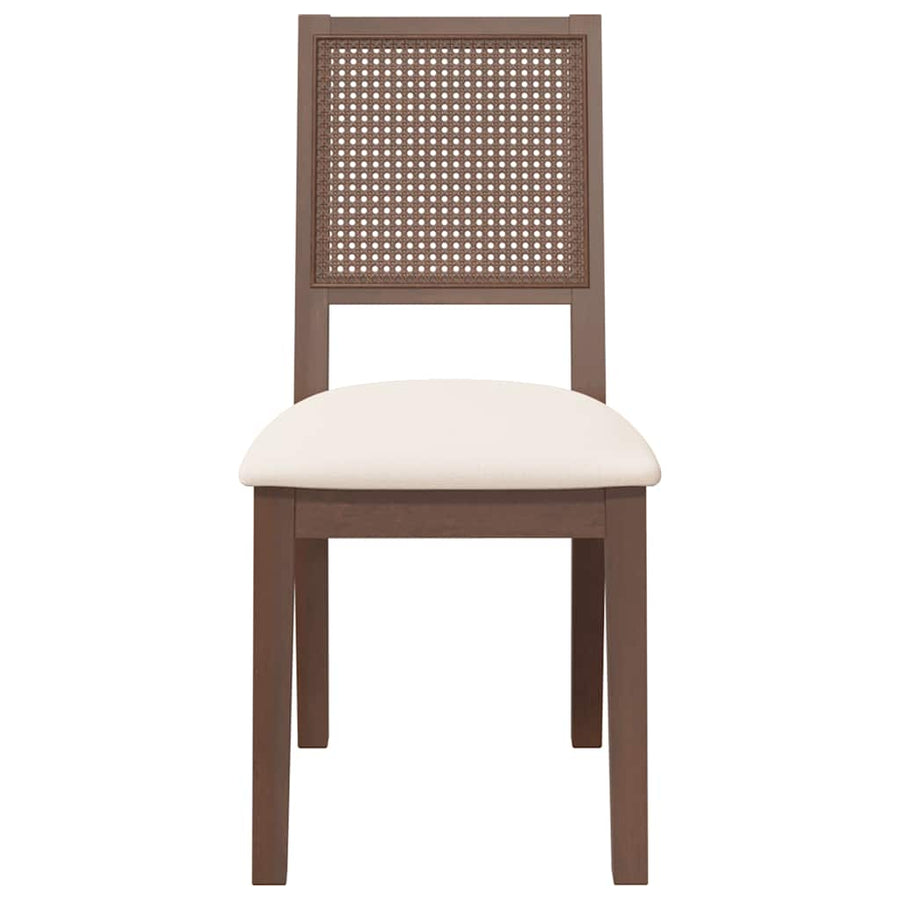 Eetkamerstoelen Met Kussens 2 St Massief Hout Rubber Bruin en licht
