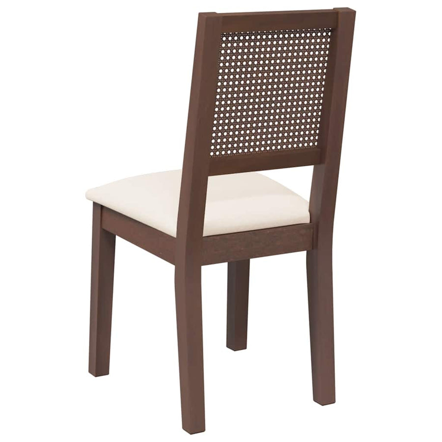 Eetkamerstoelen Met Kussens 2 St Massief Hout Rubber Bruin en licht