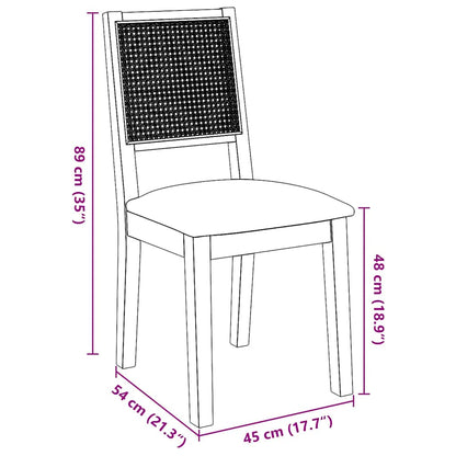 Eetkamerstoelen Met Kussens 2 St Massief Hout Rubber Bruin en licht