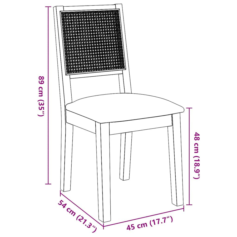 Eetkamerstoelen Met Kussens 2 St Massief Hout Rubber Bruin en licht