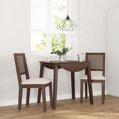 Eetkamerstoelen Met Kussens 2 St Massief Hout Rubber Bruin en licht