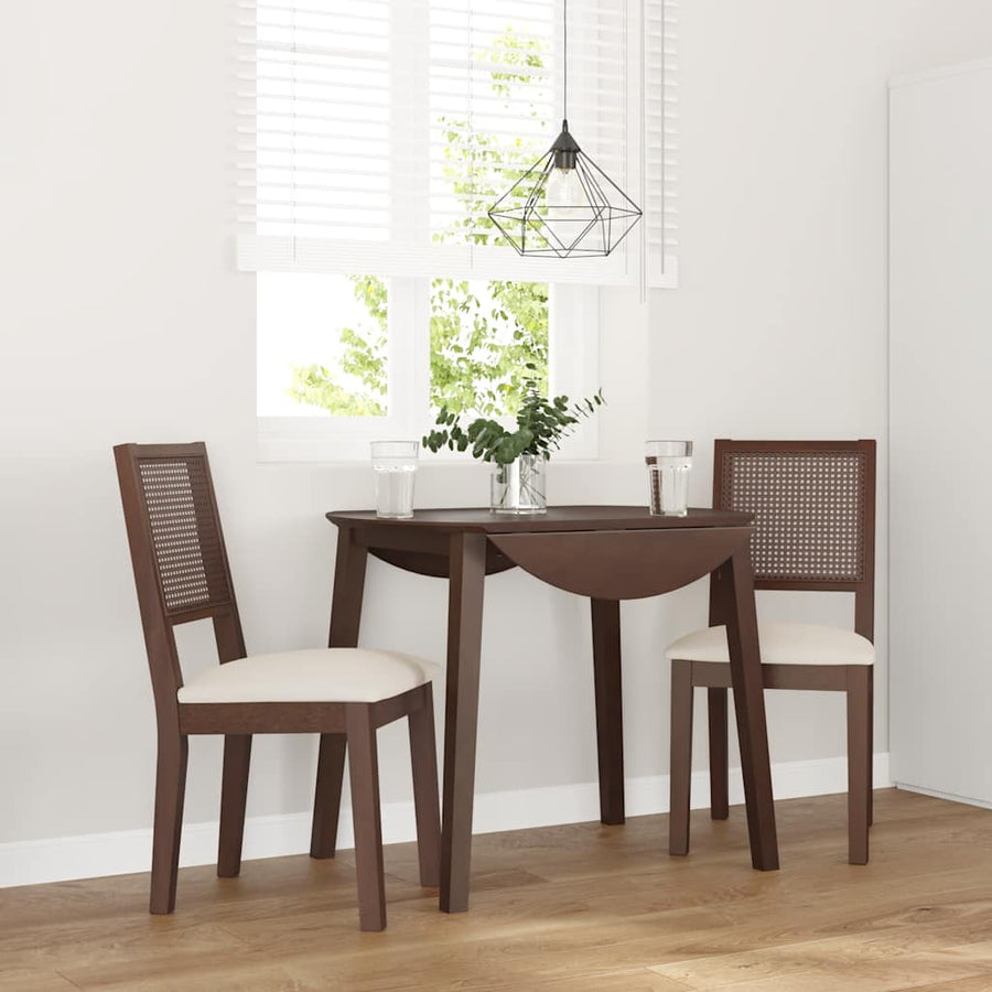 Eetkamerstoelen Met Kussens 2 St Massief Hout Rubber Bruin en licht