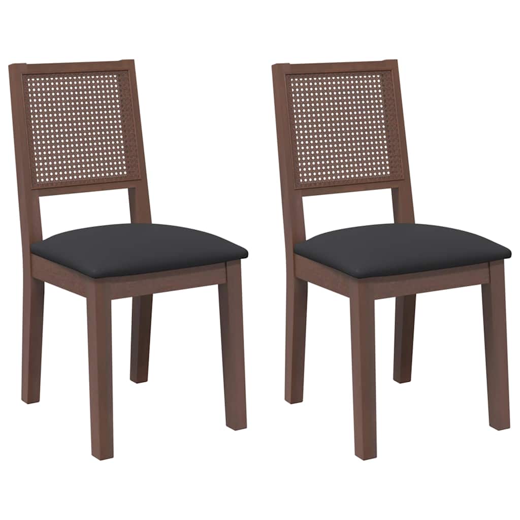 Eetkamerstoelen Met Kussens 2 St Massief Hout Rubber Bruin en zwart