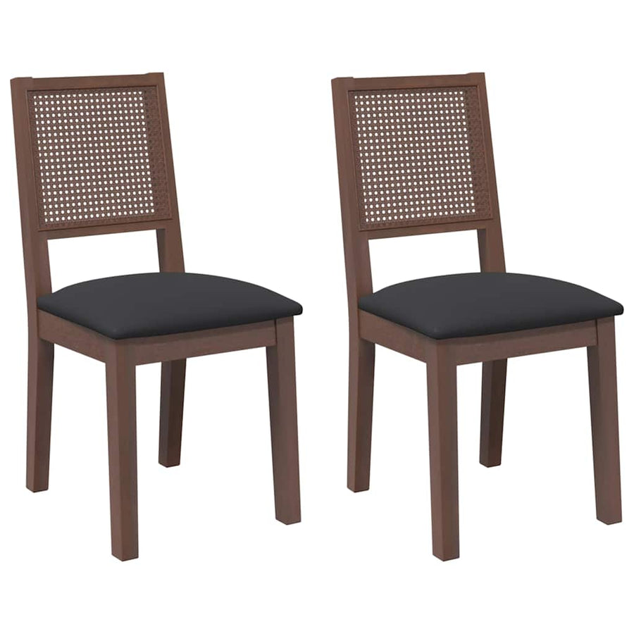 Eetkamerstoelen Met Kussens 2 St Massief Hout Rubber Bruin en zwart