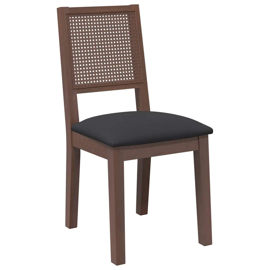 Eetkamerstoelen Met Kussens 2 St Massief Hout Rubber Bruin en zwart
