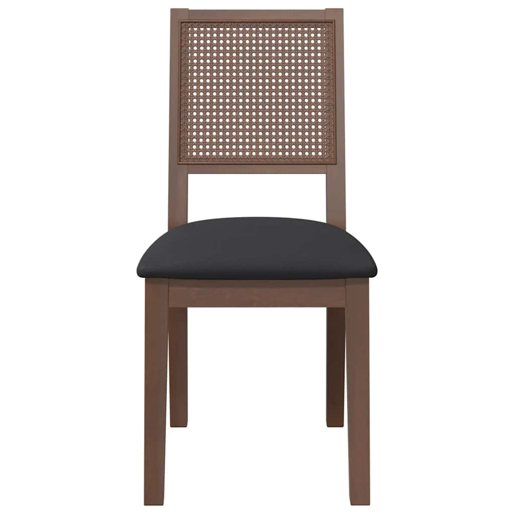 Eetkamerstoelen Met Kussens 2 St Massief Hout Rubber Bruin en zwart
