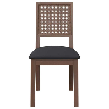 Eetkamerstoelen Met Kussens 2 St Massief Hout Rubber Bruin en zwart