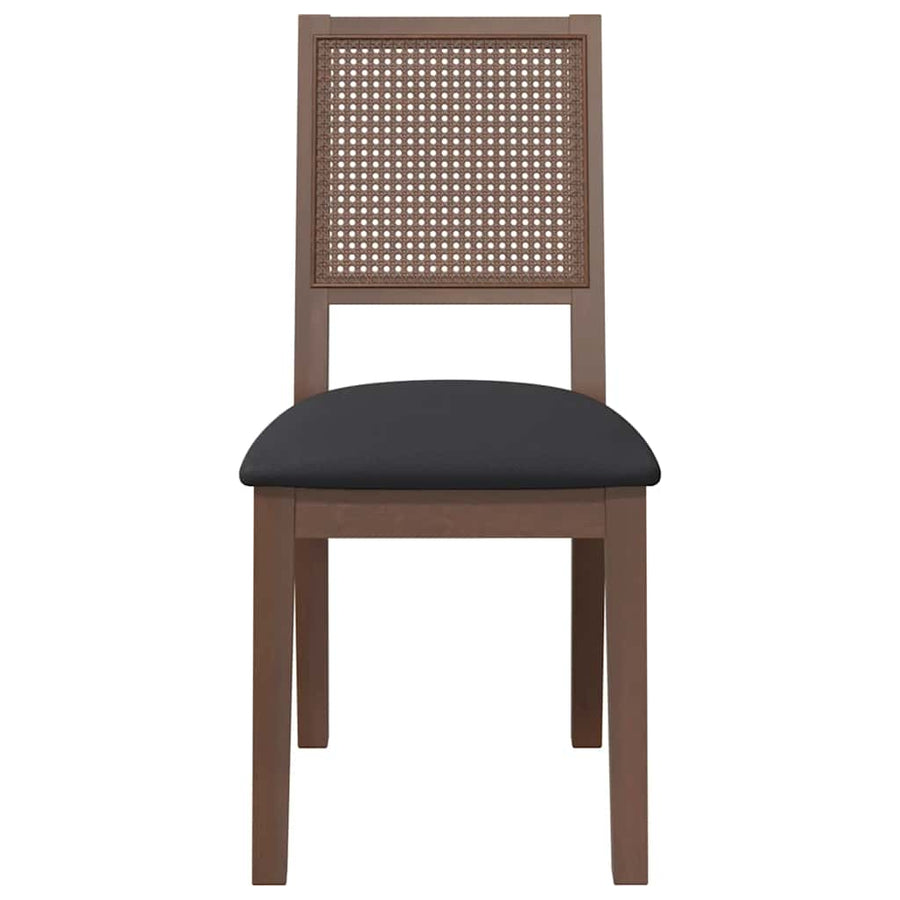 Eetkamerstoelen Met Kussens 2 St Massief Hout Rubber Bruin en zwart