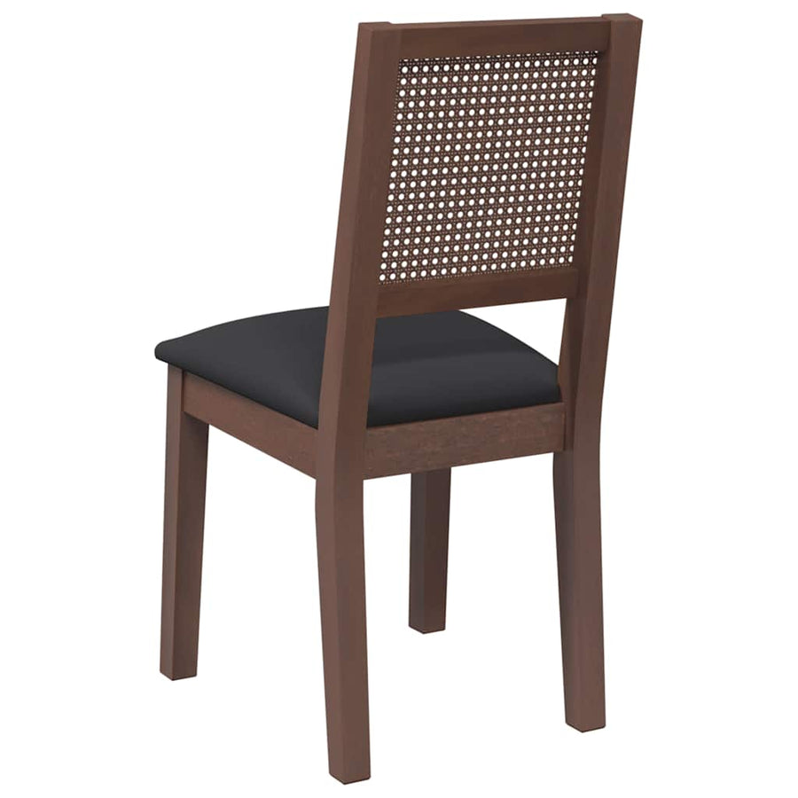 Eetkamerstoelen Met Kussens 2 St Massief Hout Rubber Bruin en zwart
