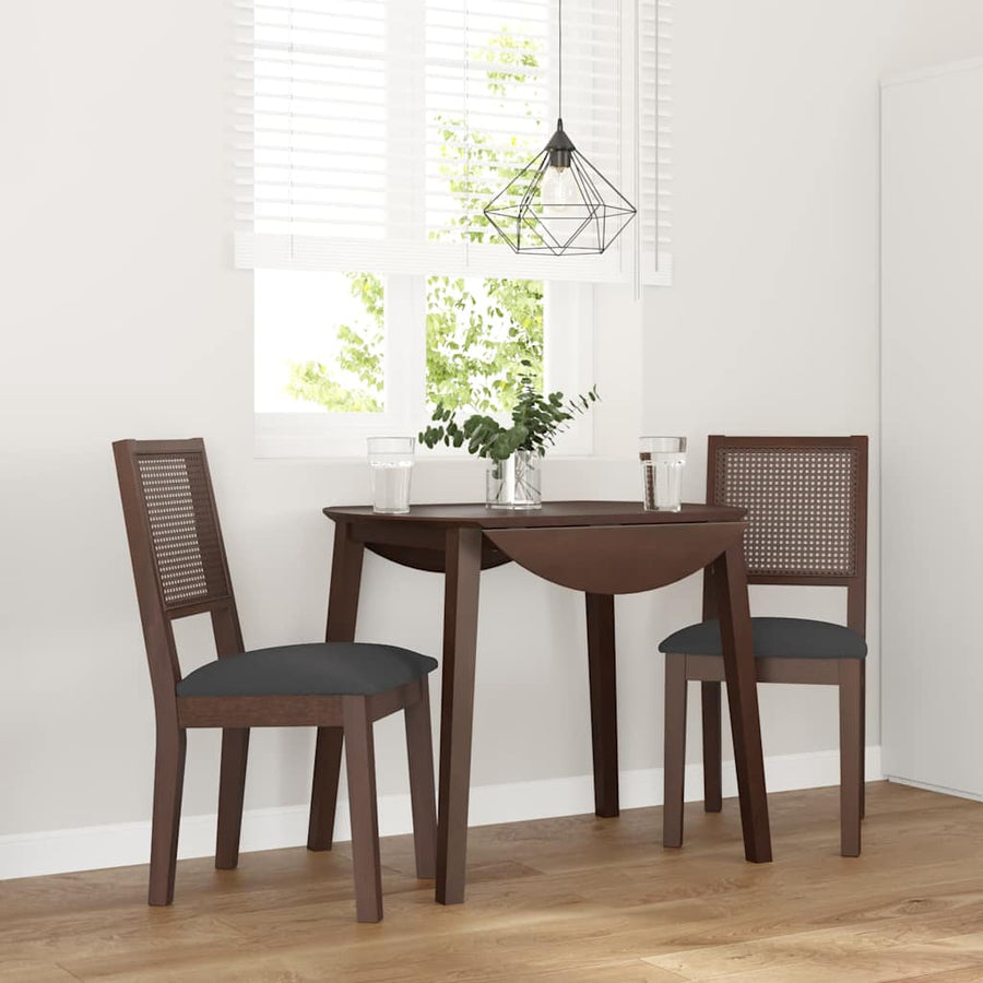 Eetkamerstoelen Met Kussens 2 St Massief Hout Rubber Bruin en zwart