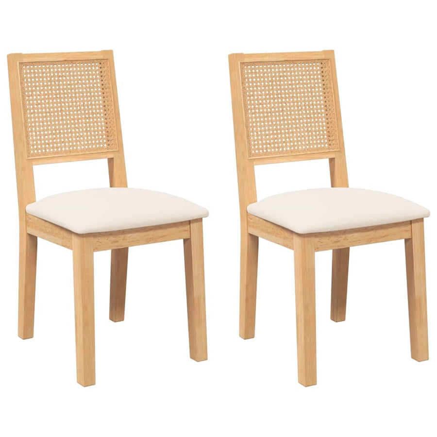Eetkamerstoelen met kussens 2 st massief hout rubber
