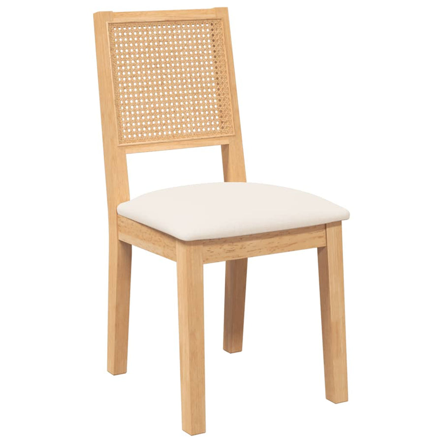 Eetkamerstoelen met kussens 2 st massief hout rubber
