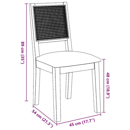 Eetkamerstoelen met kussens 2 st massief hout rubber