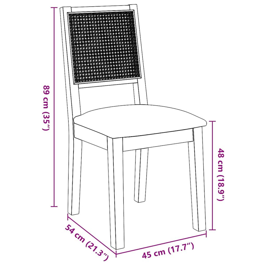 Eetkamerstoelen met kussens 2 st massief hout rubber