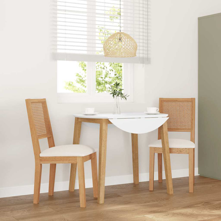 Eetkamerstoelen met kussens 2 st massief hout rubber