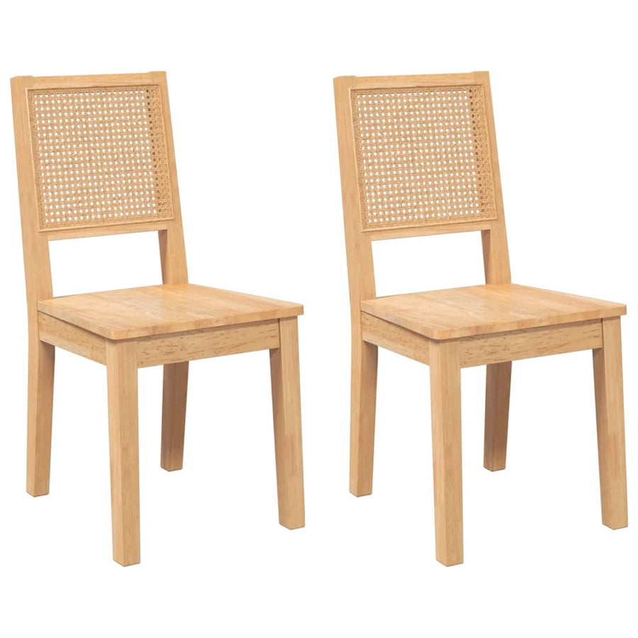 Eetkamerstoelen 2 st massief hout rubber