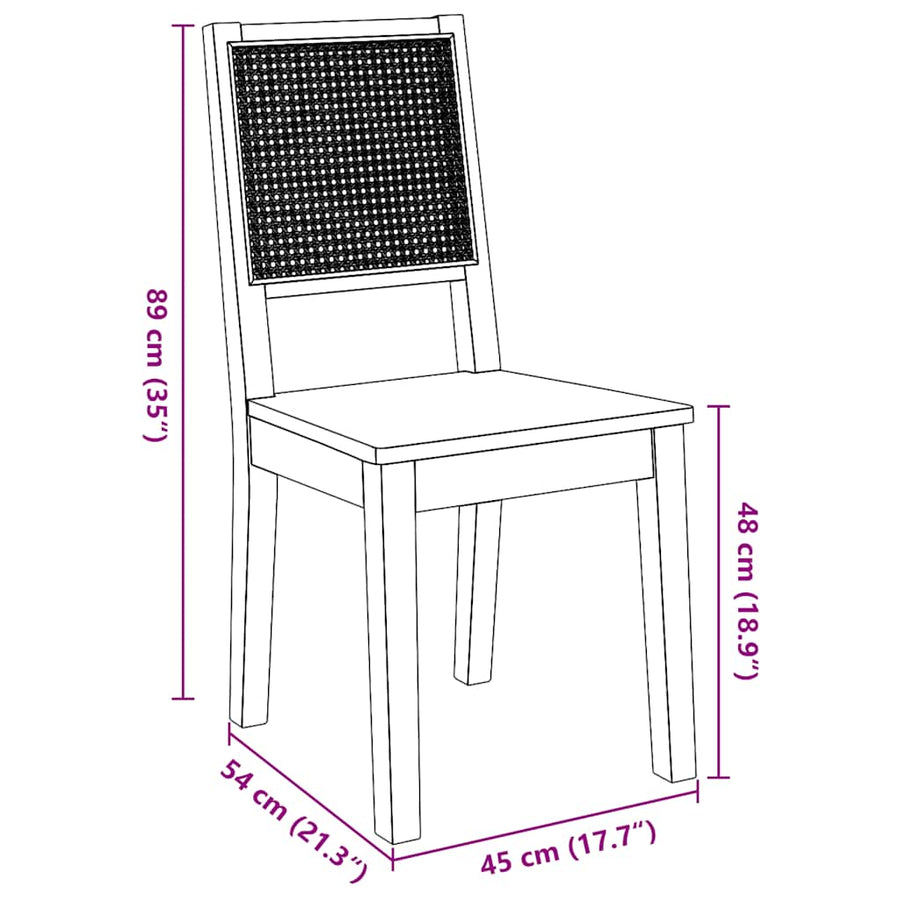 Eetkamerstoelen 2 st massief hout rubber