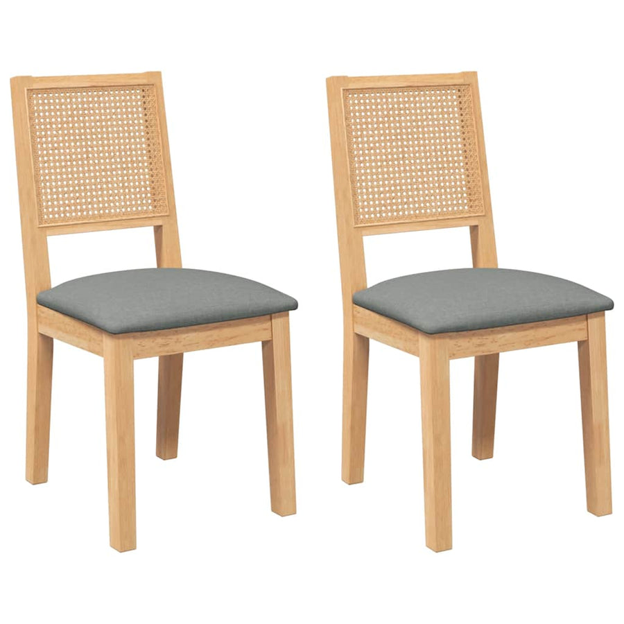 Eetkamerstoelen met kussens 2 st massief hout rubber