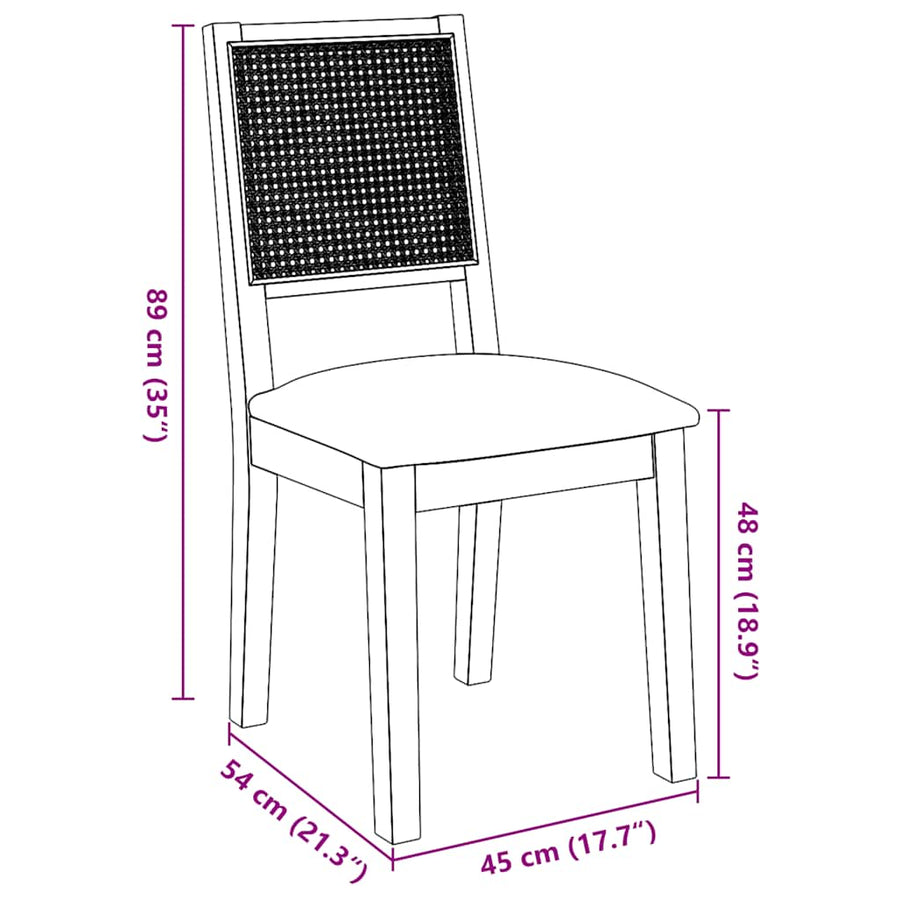 Eetkamerstoelen met kussens 2 st massief hout rubber