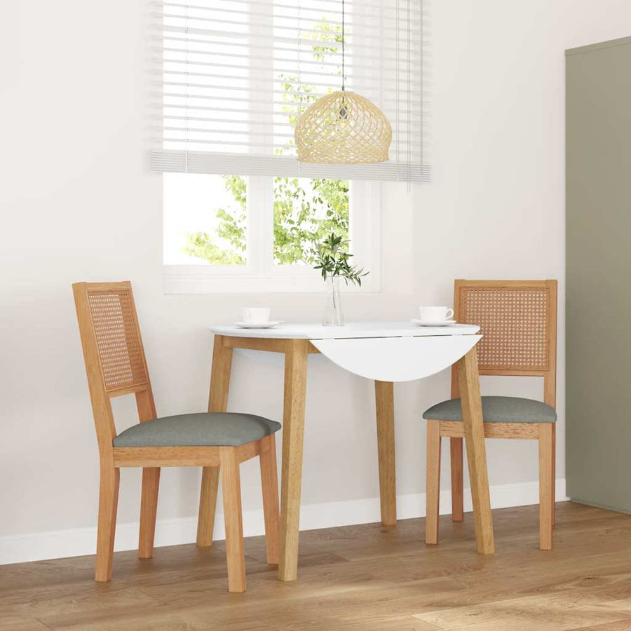 Eetkamerstoelen met kussens 2 st massief hout rubber