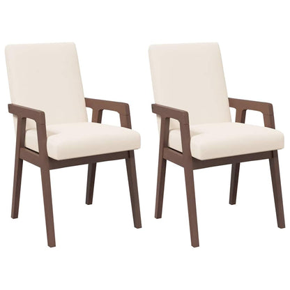 Eetkamerstoelen met kussens 2 stuks bruin massief hout rubber