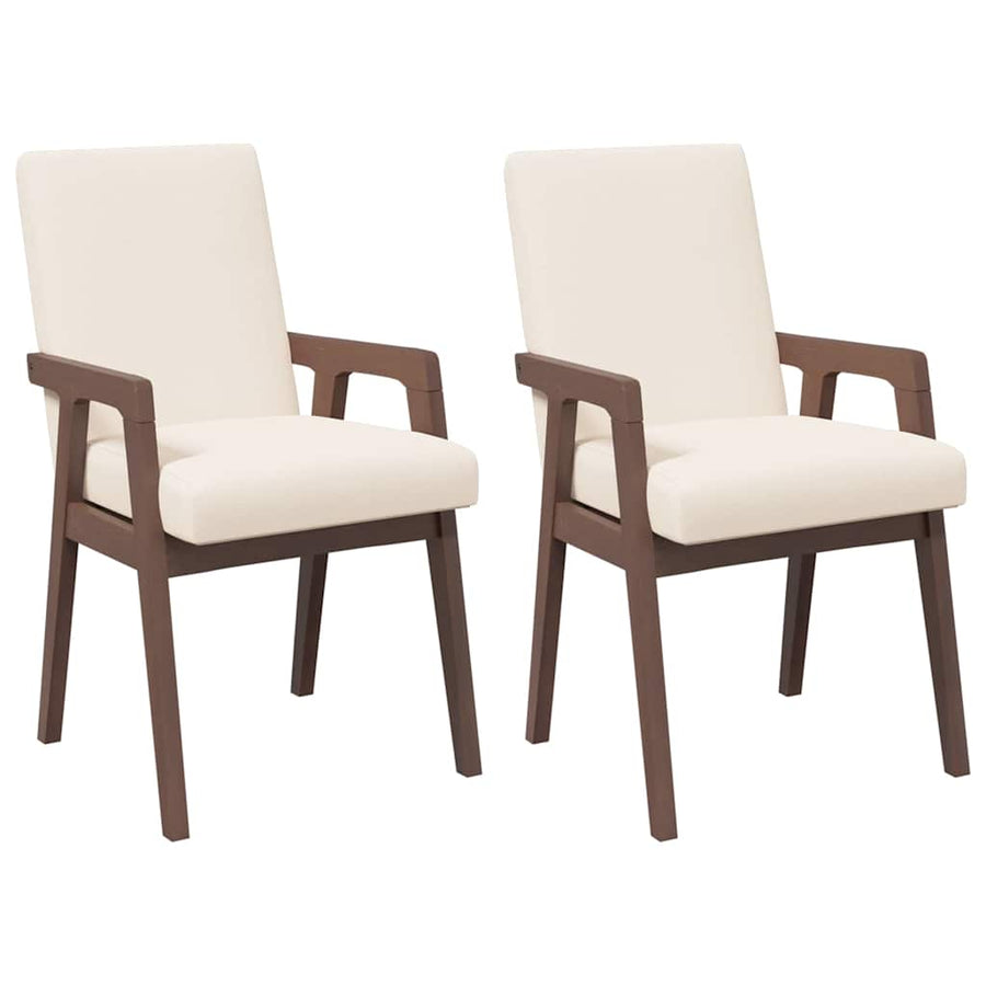 Eetkamerstoelen met kussens 2 stuks bruin massief hout rubber