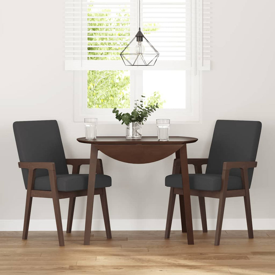 Eetkamerstoelen met kussens 2 stuks bruin massief hout rubber