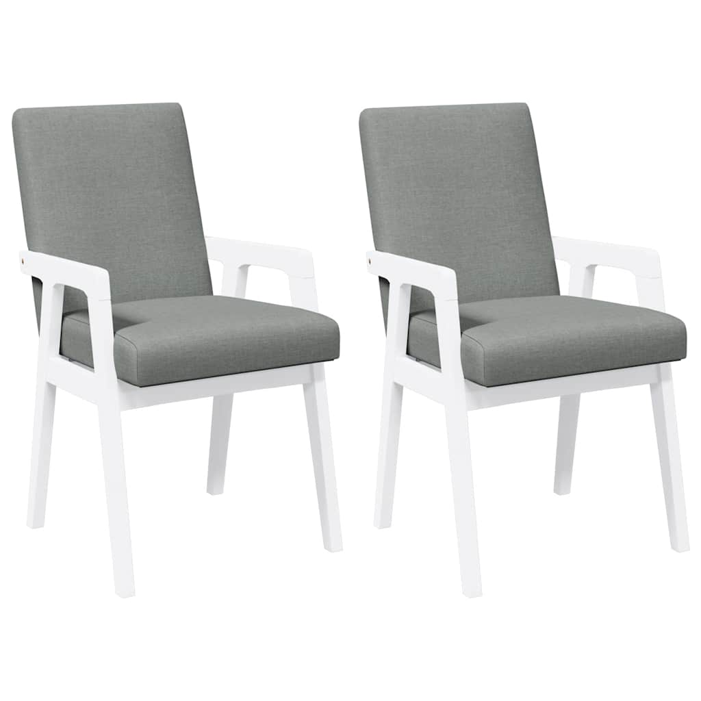 Eetkamerstoelen met kussens 2 stuks wit massief hout rubber